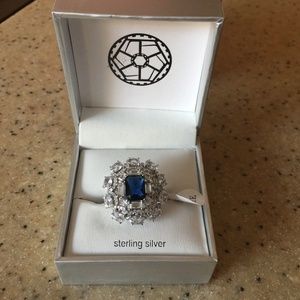 Sterling ring with CZ and lab sapphire